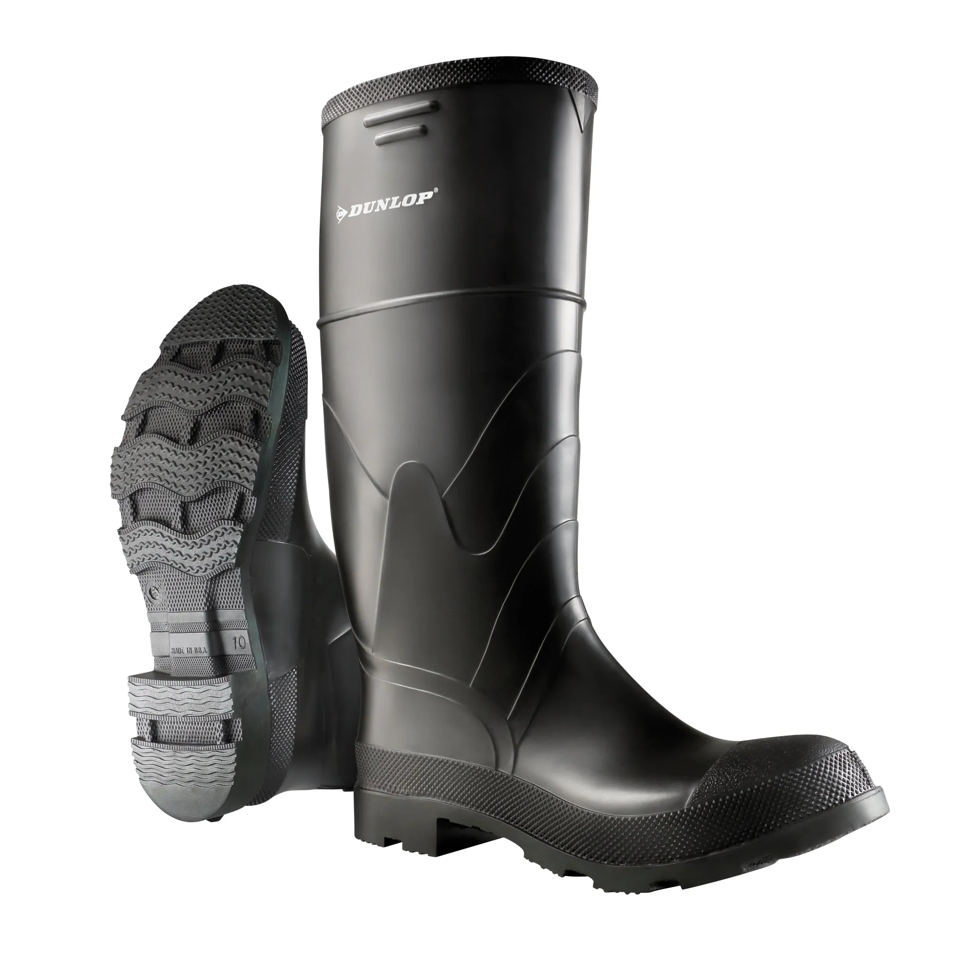 16" Economy Boots, PVC, Steel Toe, Size 12, Puncture Resistant Sole