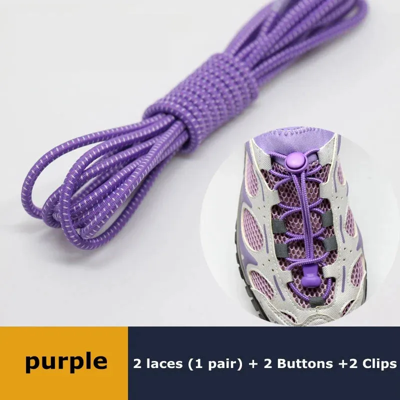 1Pair Shoelaces for Sneaker Elastic No Tie Shoe Laces