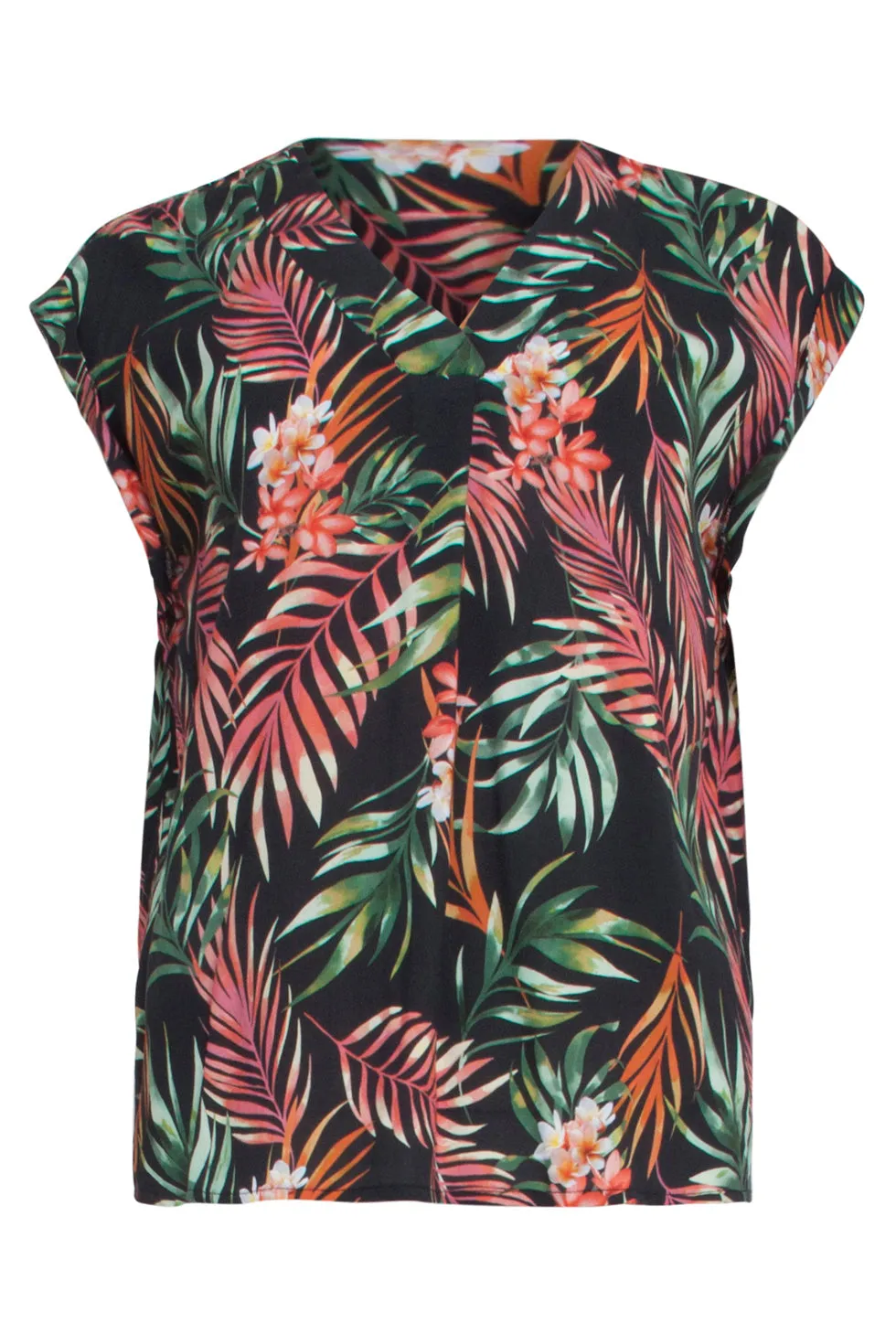 23111 Women'S Summer Short-Sleeve V-Neck Printed Tops | Blackwhite