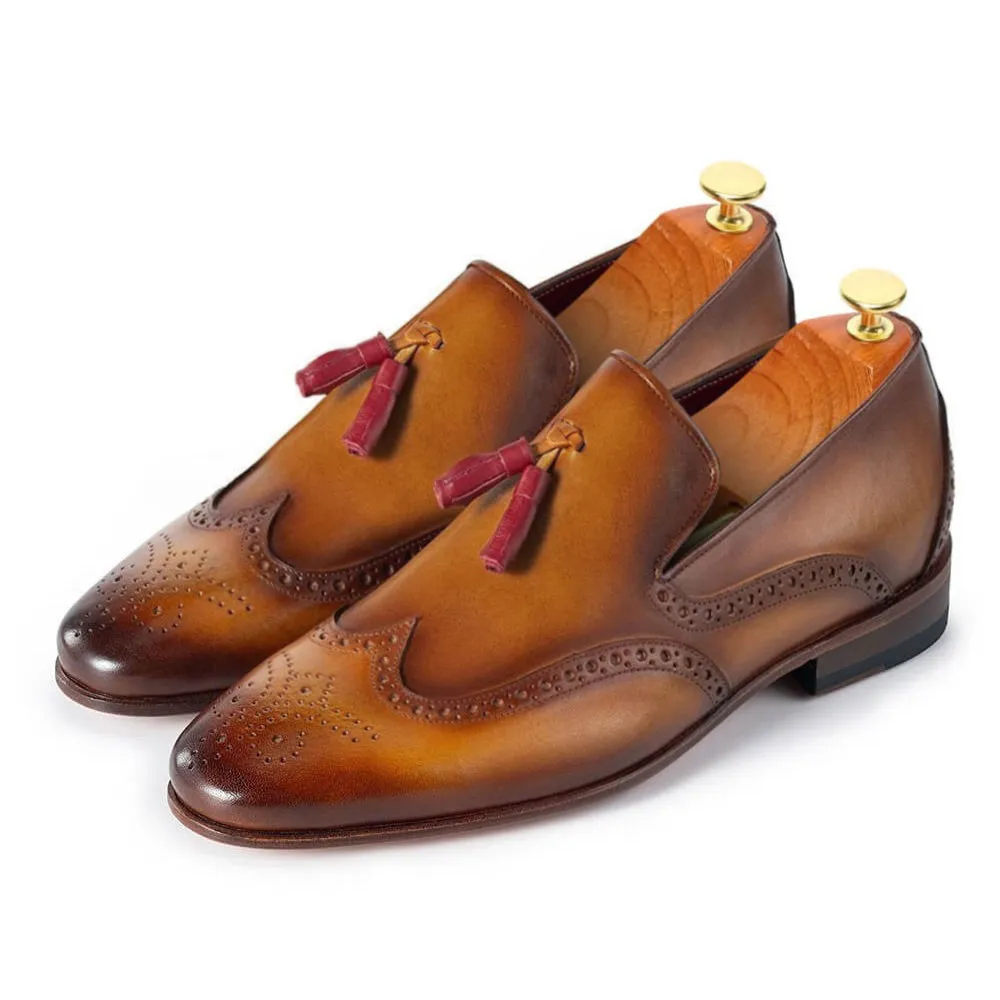 6 CM/2.36 Inches Men’s Elevator Shoes – Brown Suede Penny Loafers