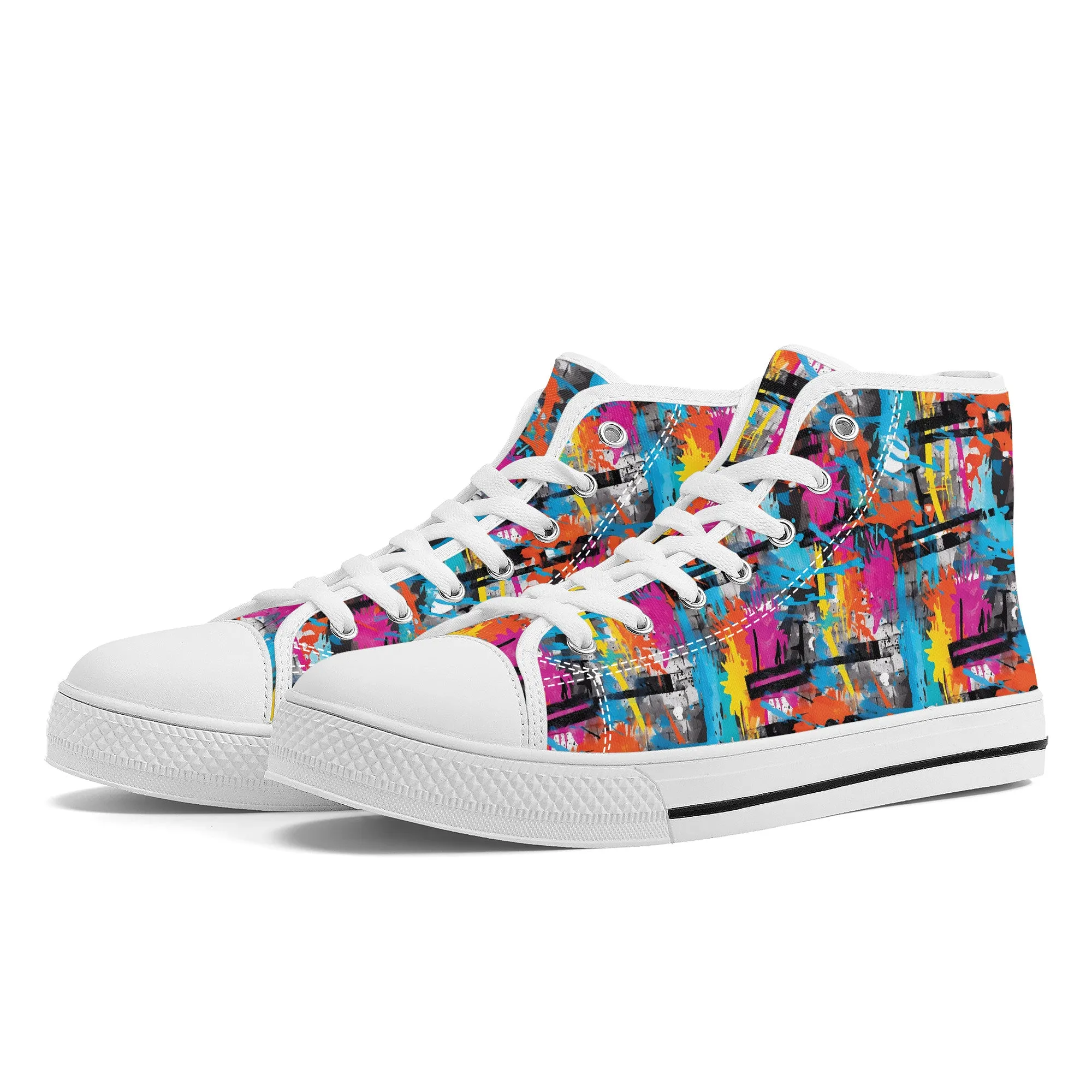 Abstract Graffiti Design Converse Style High Tops