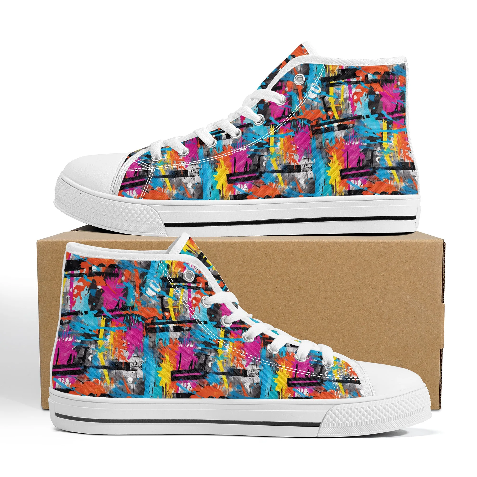 Abstract Graffiti Design Converse Style High Tops