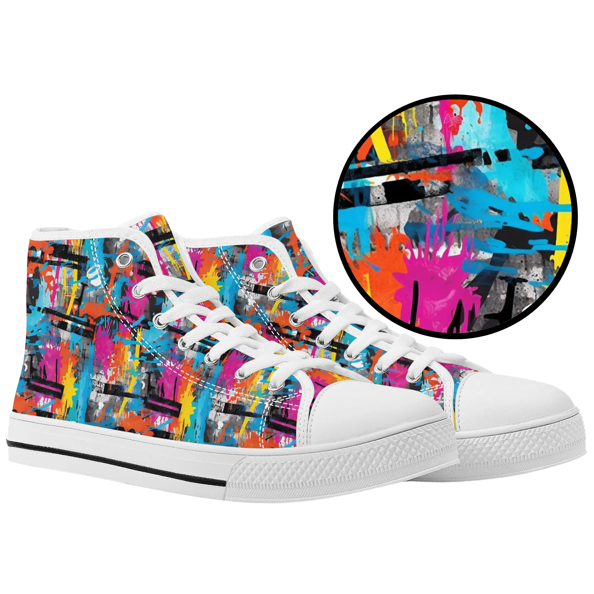 Abstract Graffiti Design Converse Style High Tops