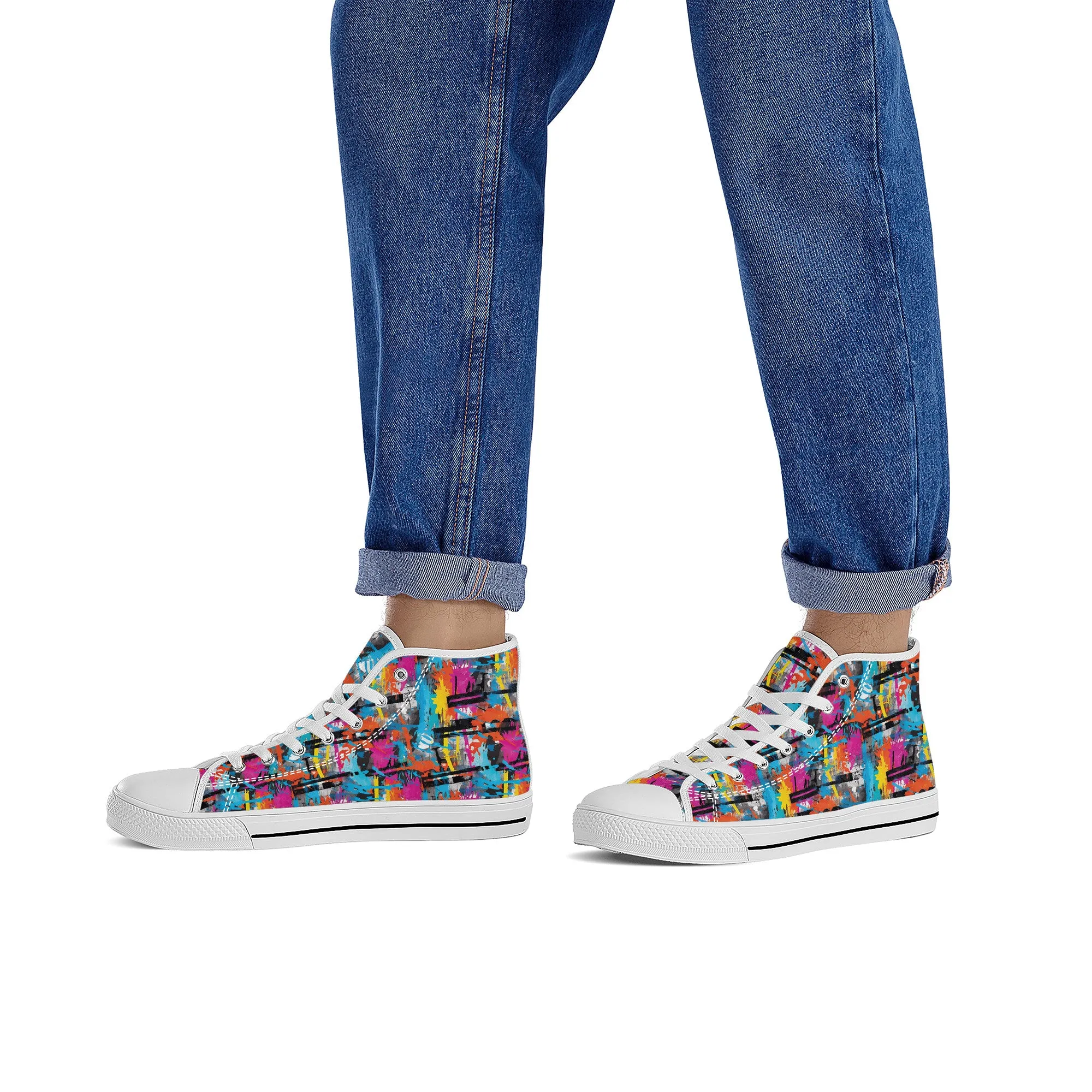 Abstract Graffiti Design Converse Style High Tops