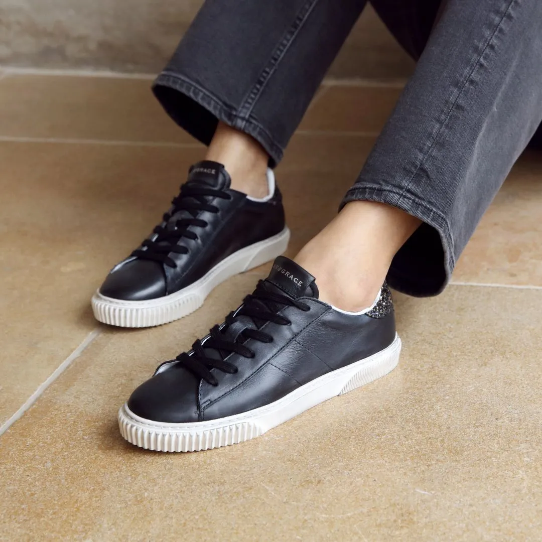 Amie: Vintage Black & Glitter Trainers