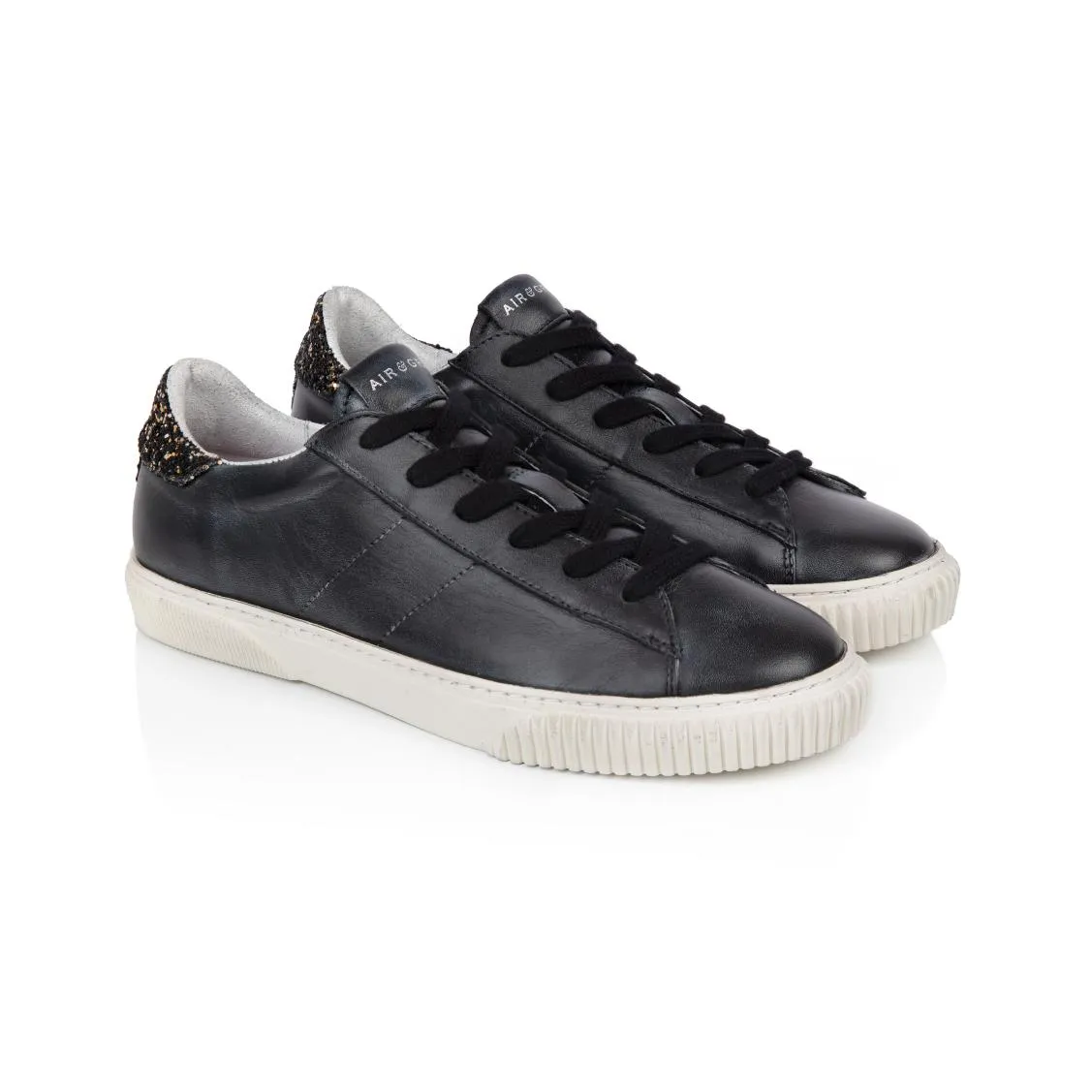 Amie: Vintage Black & Glitter Trainers