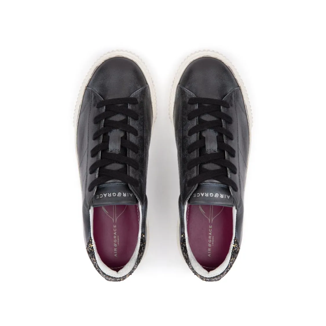 Amie: Vintage Black & Glitter Trainers
