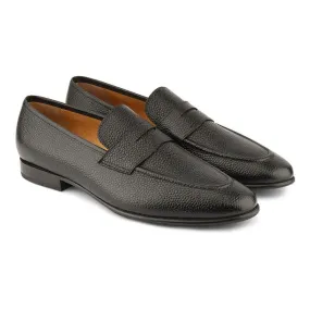 Black Grain Penny Loafers