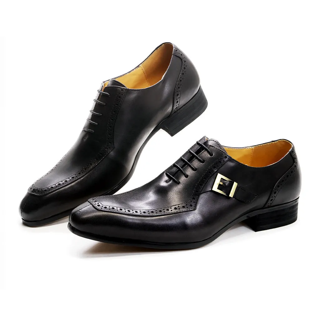 Black Leather Business Brock Shoes Office Casual Dress Oxford Shoes