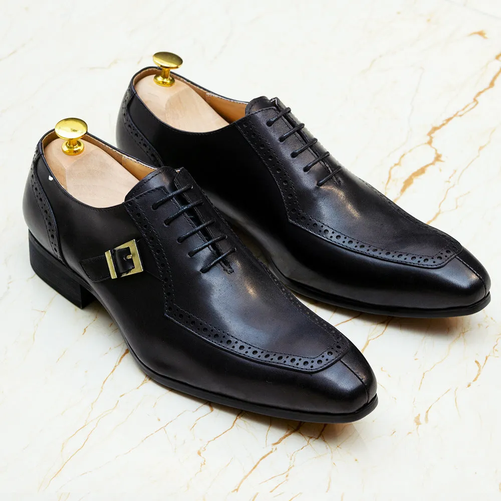 Black Leather Business Brock Shoes Office Casual Dress Oxford Shoes