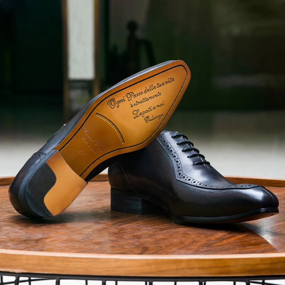 Black Leather Business Brock Shoes Office Casual Dress Oxford Shoes