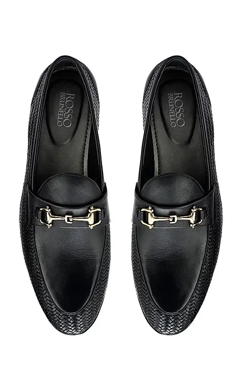 Black Mat Textured Loafers