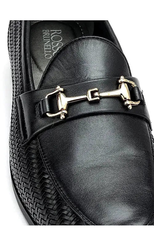Black Mat Textured Loafers