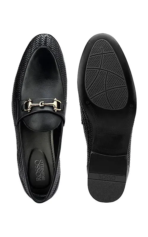 Black Mat Textured Loafers