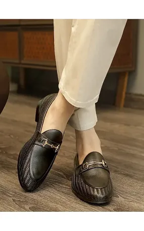 Black Mat Textured Loafers