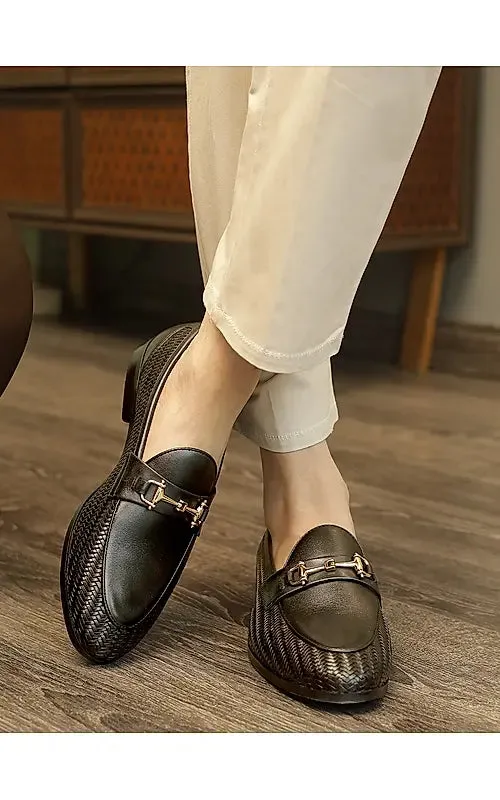 Black Mat Textured Loafers