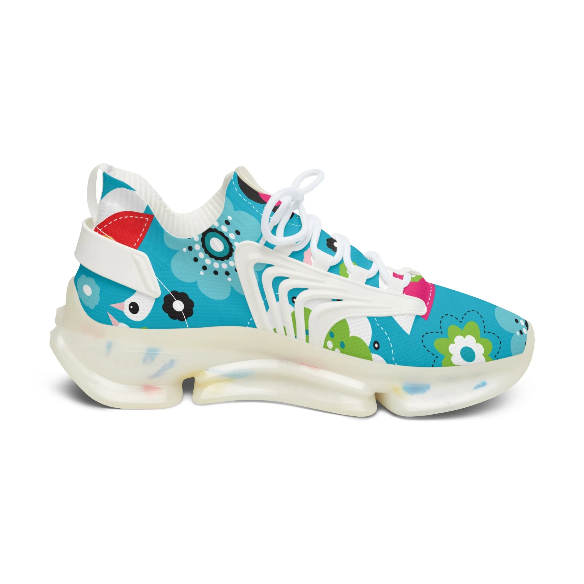 Blue Simple Swan Women's Mesh Sneakers