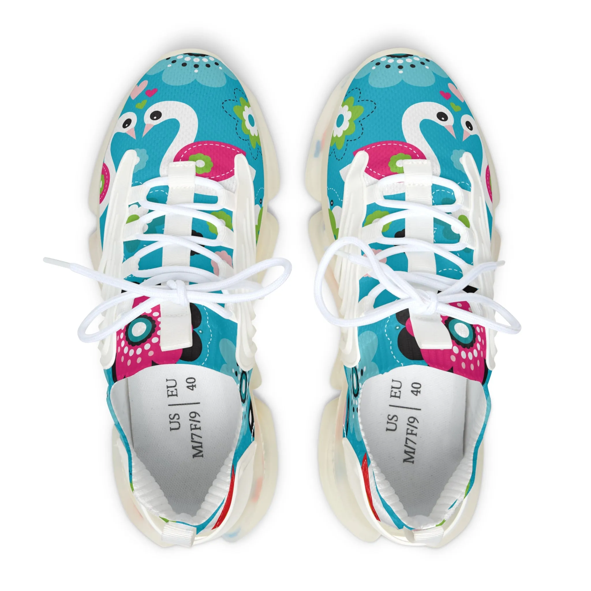 Blue Simple Swan Women's Mesh Sneakers