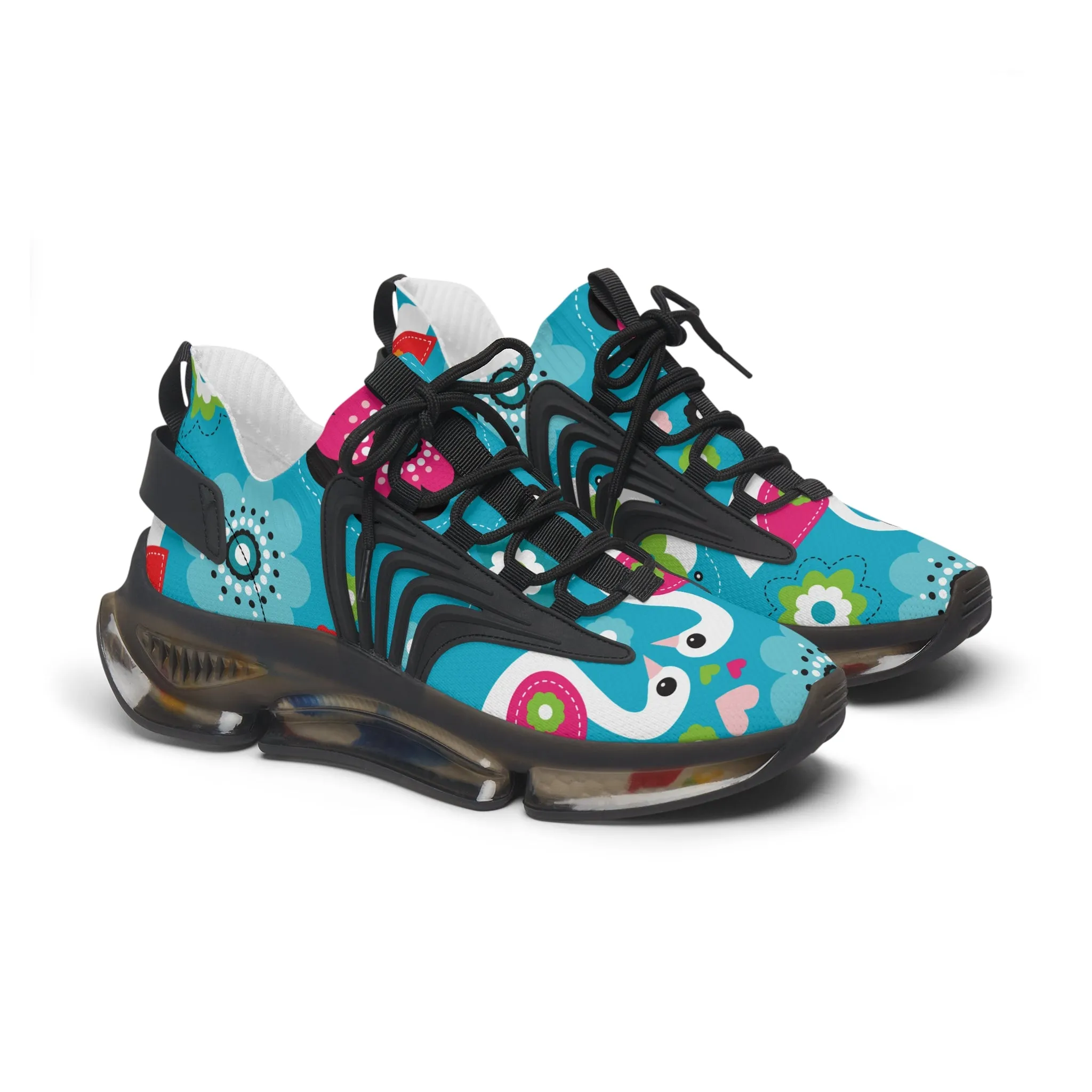 Blue Simple Swan Women's Mesh Sneakers