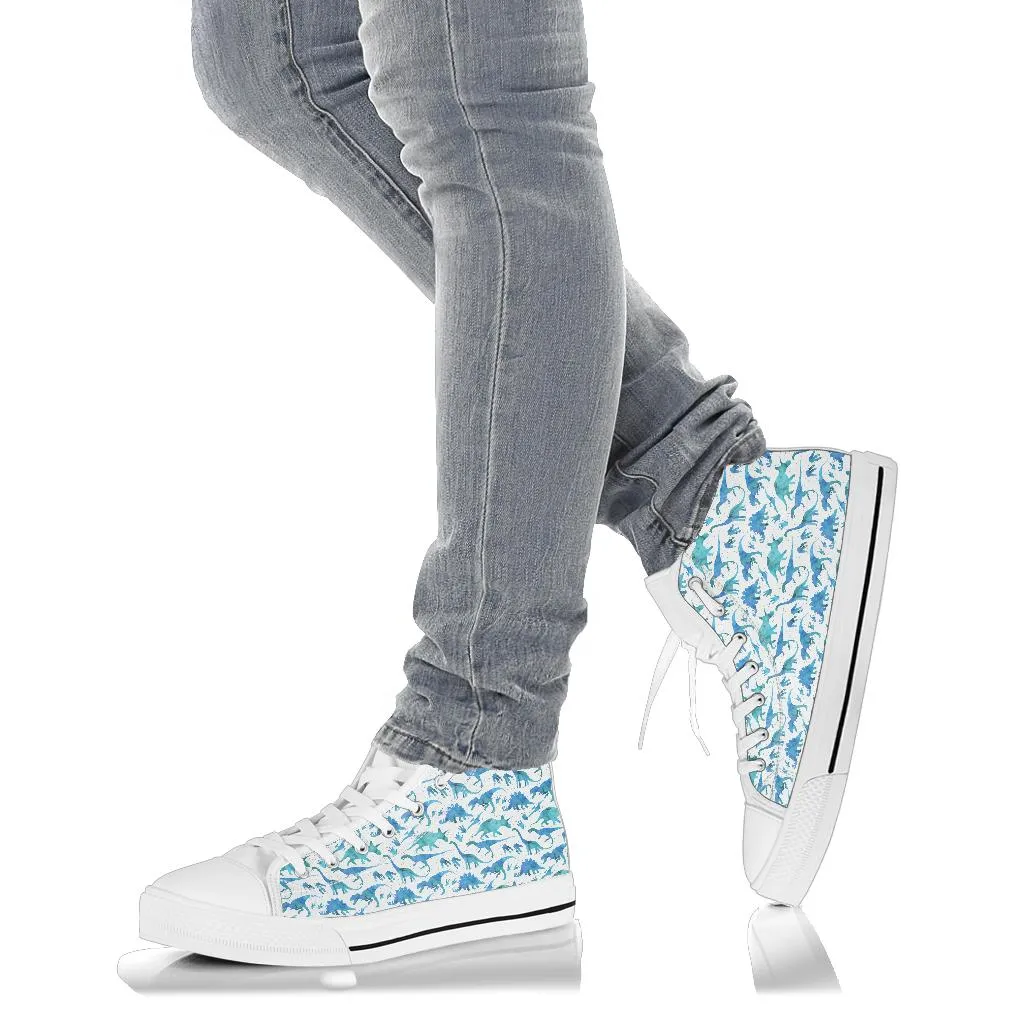 Blue Watercolor - Dinosaur High Tops