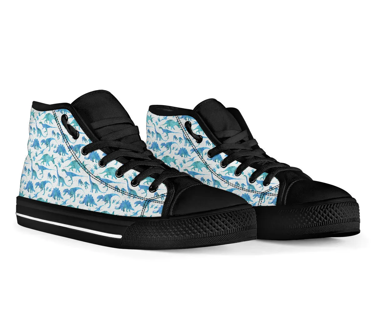 Blue Watercolor - Dinosaur High Tops