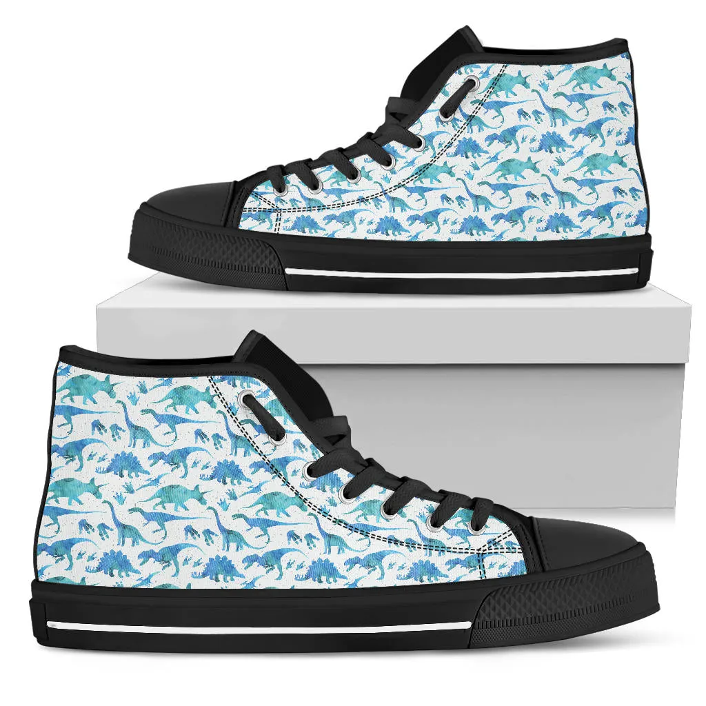 Blue Watercolor - Dinosaur High Tops