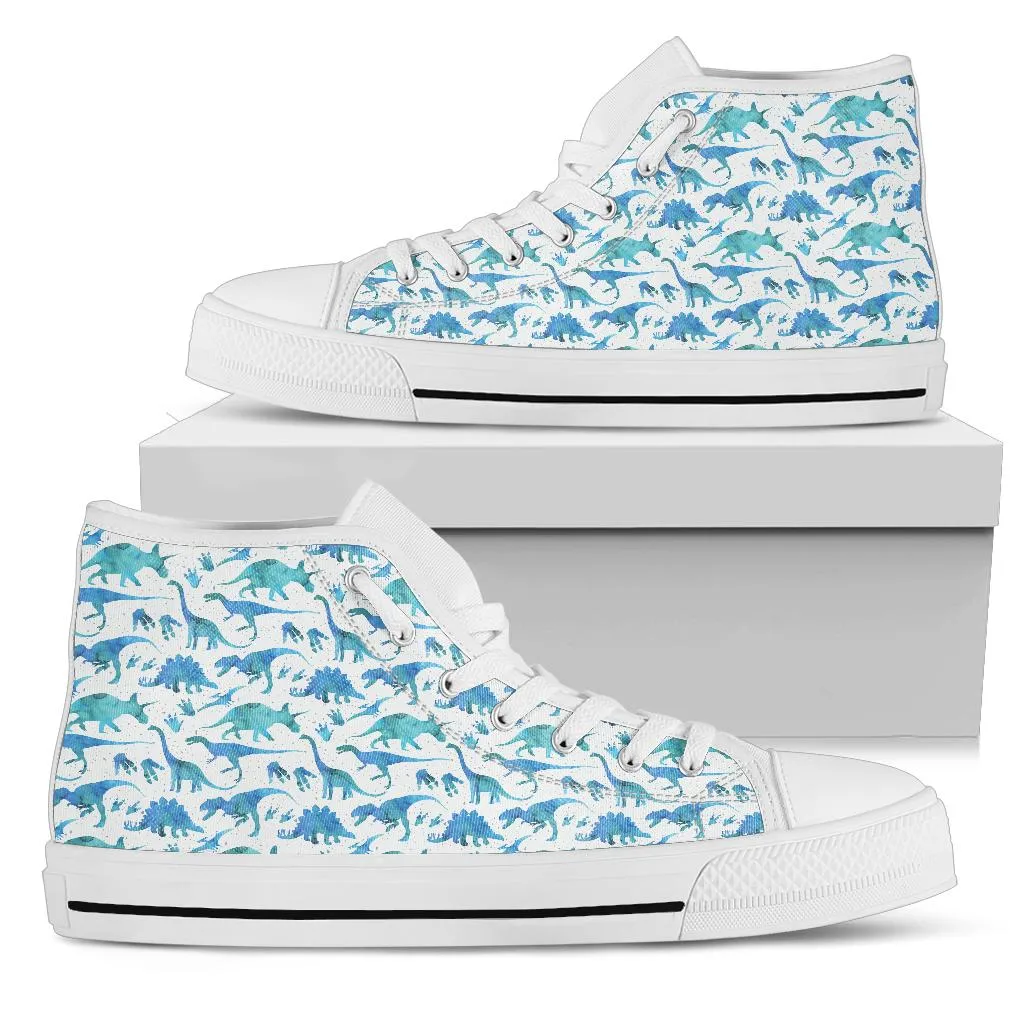 Blue Watercolor - Dinosaur High Tops