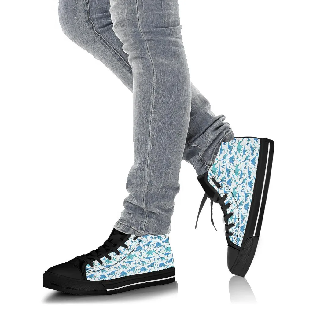 Blue Watercolor - Dinosaur High Tops