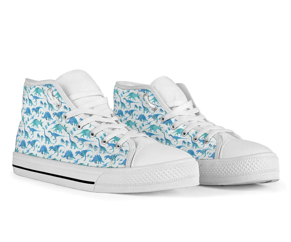 Blue Watercolor - Dinosaur High Tops