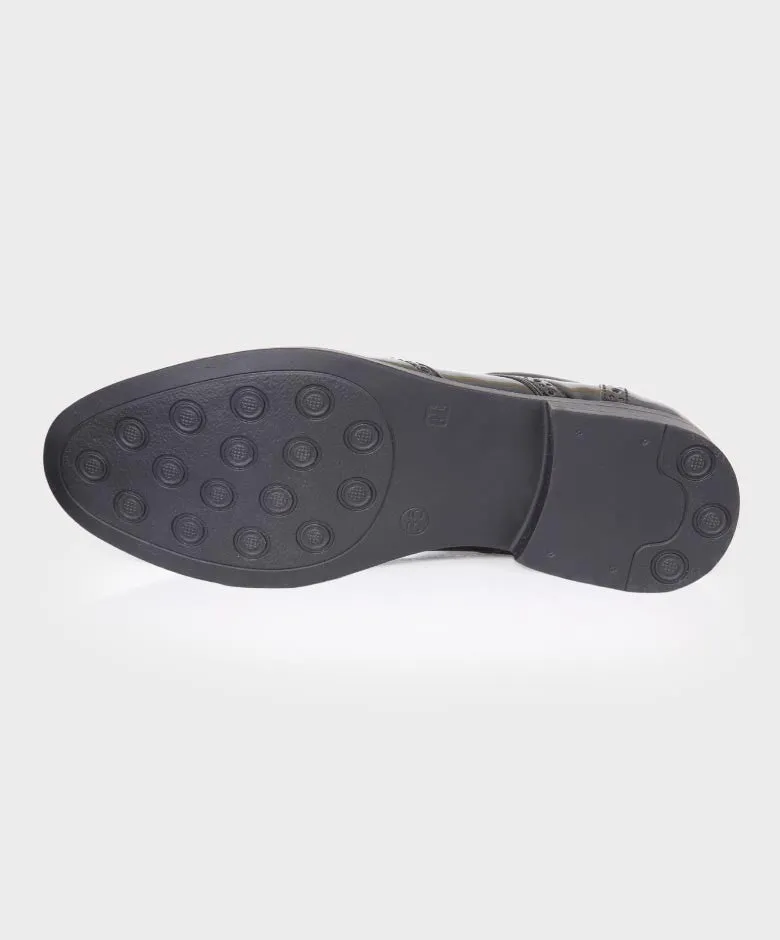 Boys Derby Brogue Lace Up Dress Shoes - Black