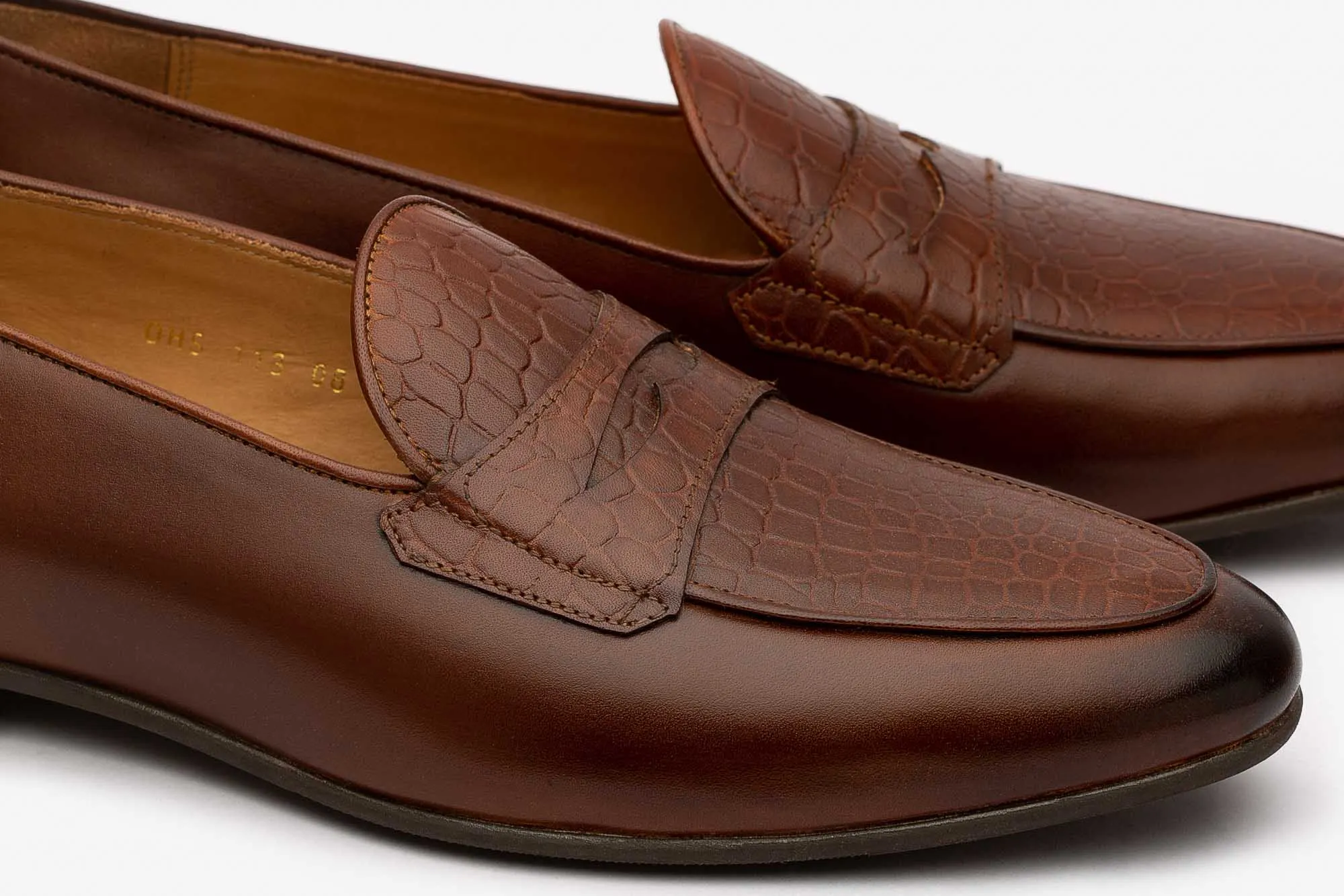 Brown Croco Belgian Loafers
