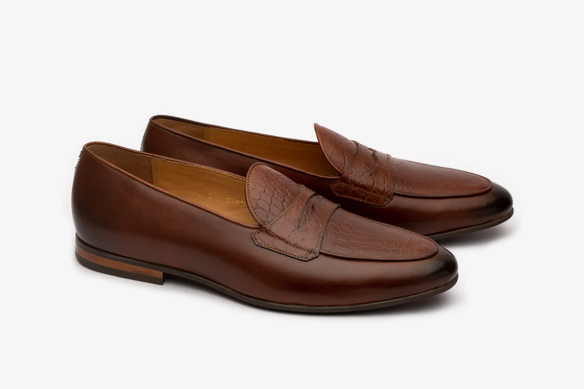 Brown Croco Belgian Loafers