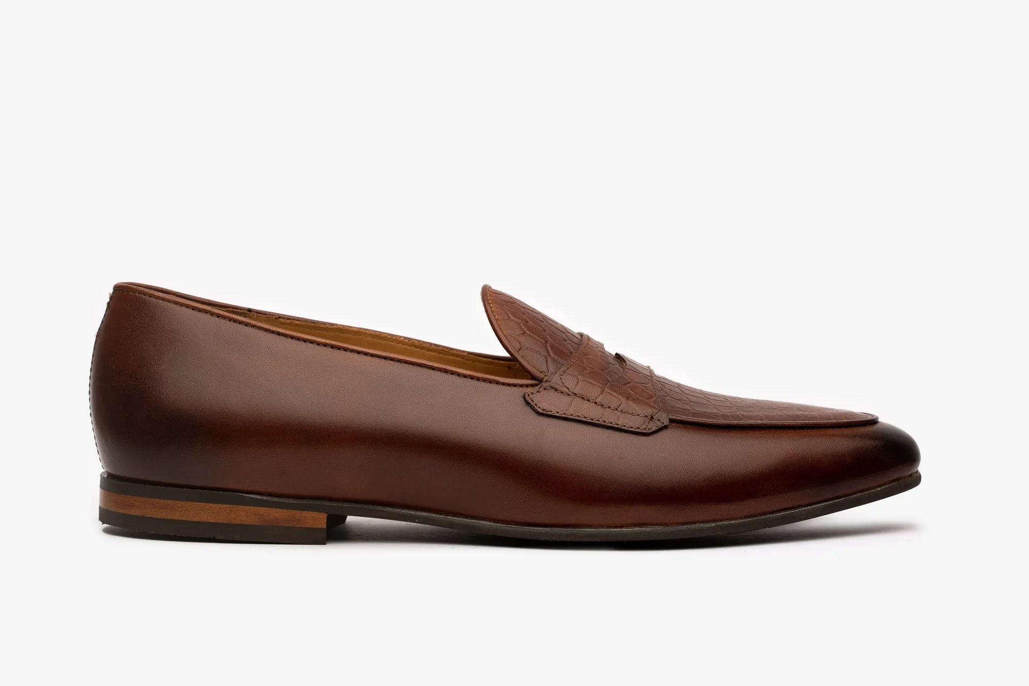 Brown Croco Belgian Loafers