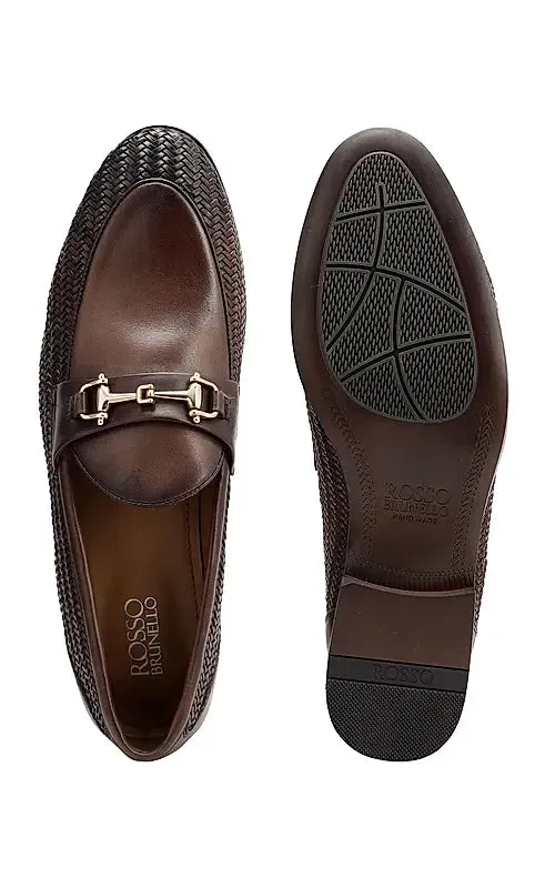 Brown Mat Textured Loafers