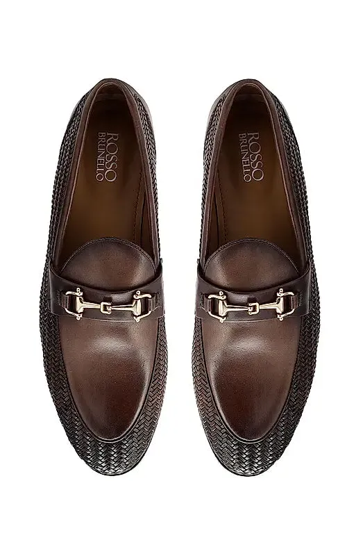 Brown Mat Textured Loafers