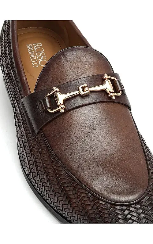 Brown Mat Textured Loafers