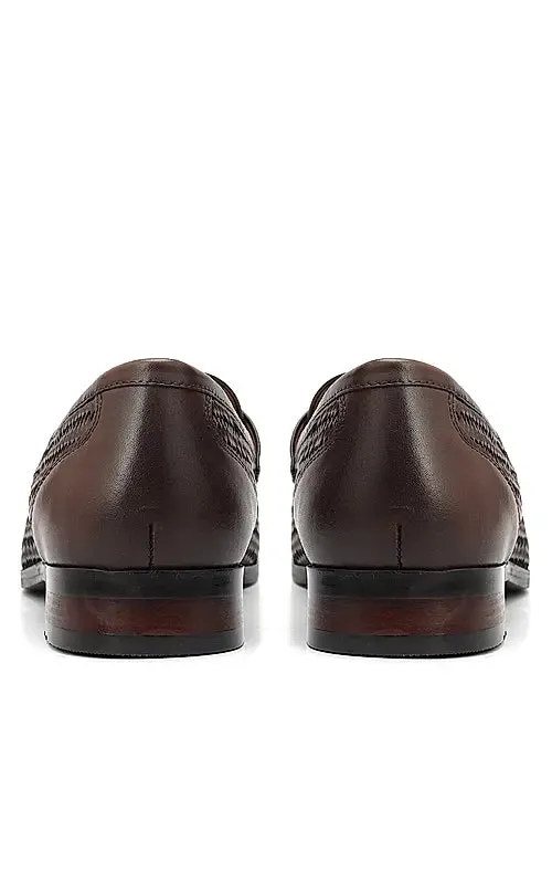 Brown Mat Textured Loafers
