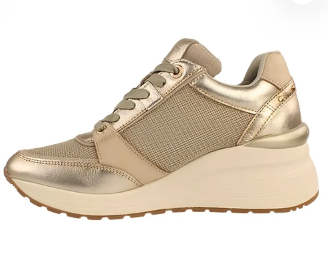 Carmela gold leather wedge  sneaker