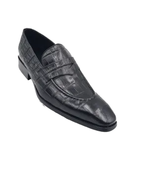 Carrucci Black Embossed Leather Men's Dress Shoes