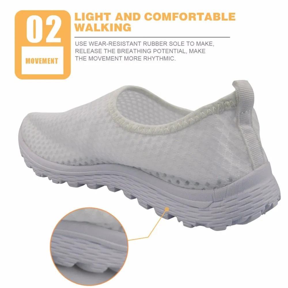 Cartoon Tooth Dentist Pattern Loafers Women Slip On Sneakers Mesh Ladies Casual Shoes Summer Sport Jogging Shoes Woman Flats