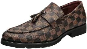 Dress Oxford Shoes for Mens Fashion Slip On Tassel Loafers Vegan Pu Leather Prom Anti-Slip Rubber Sole Shoes