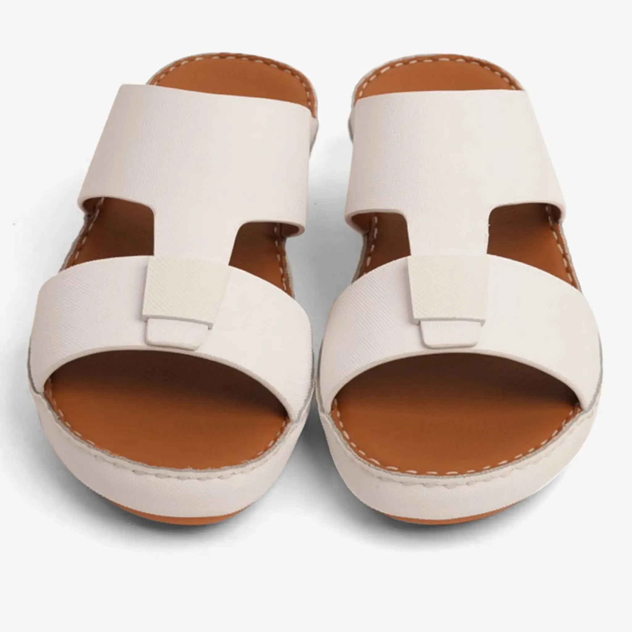 FARADA CLASSIC LEATHER SANDALS WITH TRADITIONAL DESIGN WHITE