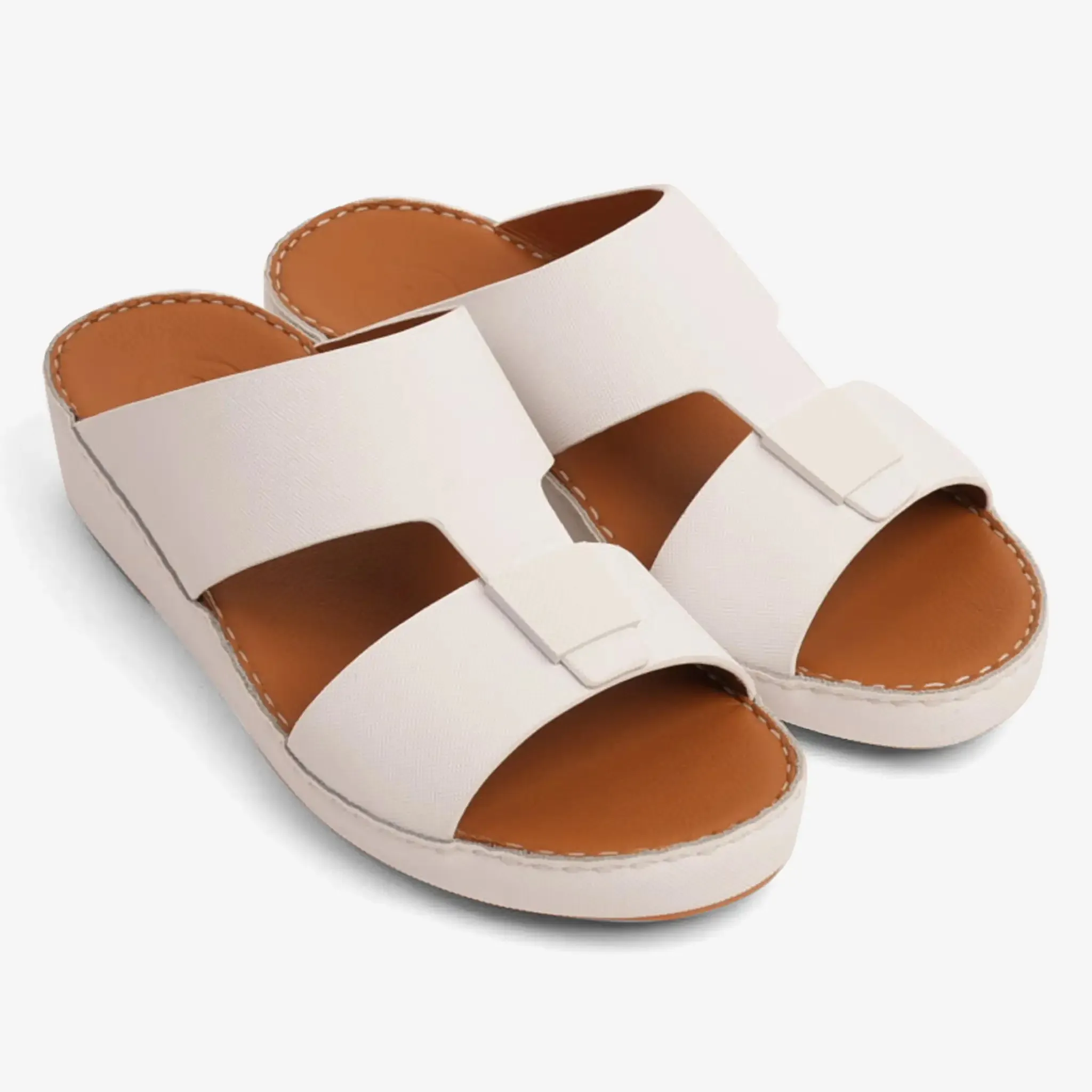 FARADA CLASSIC LEATHER SANDALS WITH TRADITIONAL DESIGN WHITE