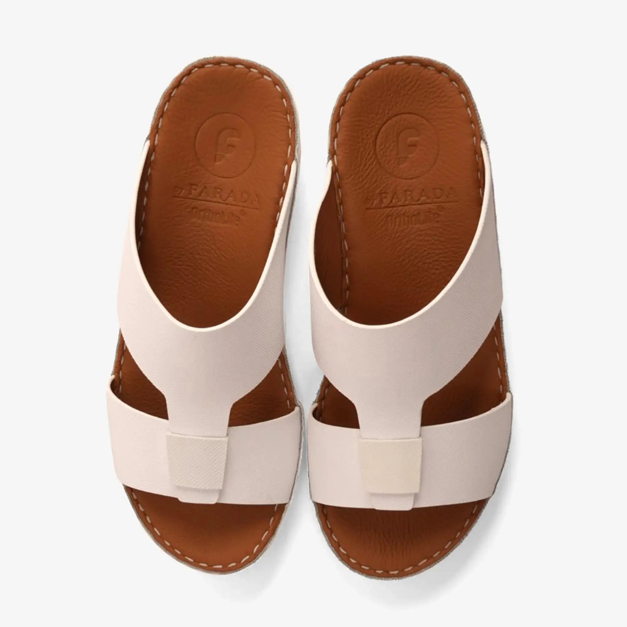 FARADA CLASSIC LEATHER SANDALS WITH TRADITIONAL DESIGN WHITE