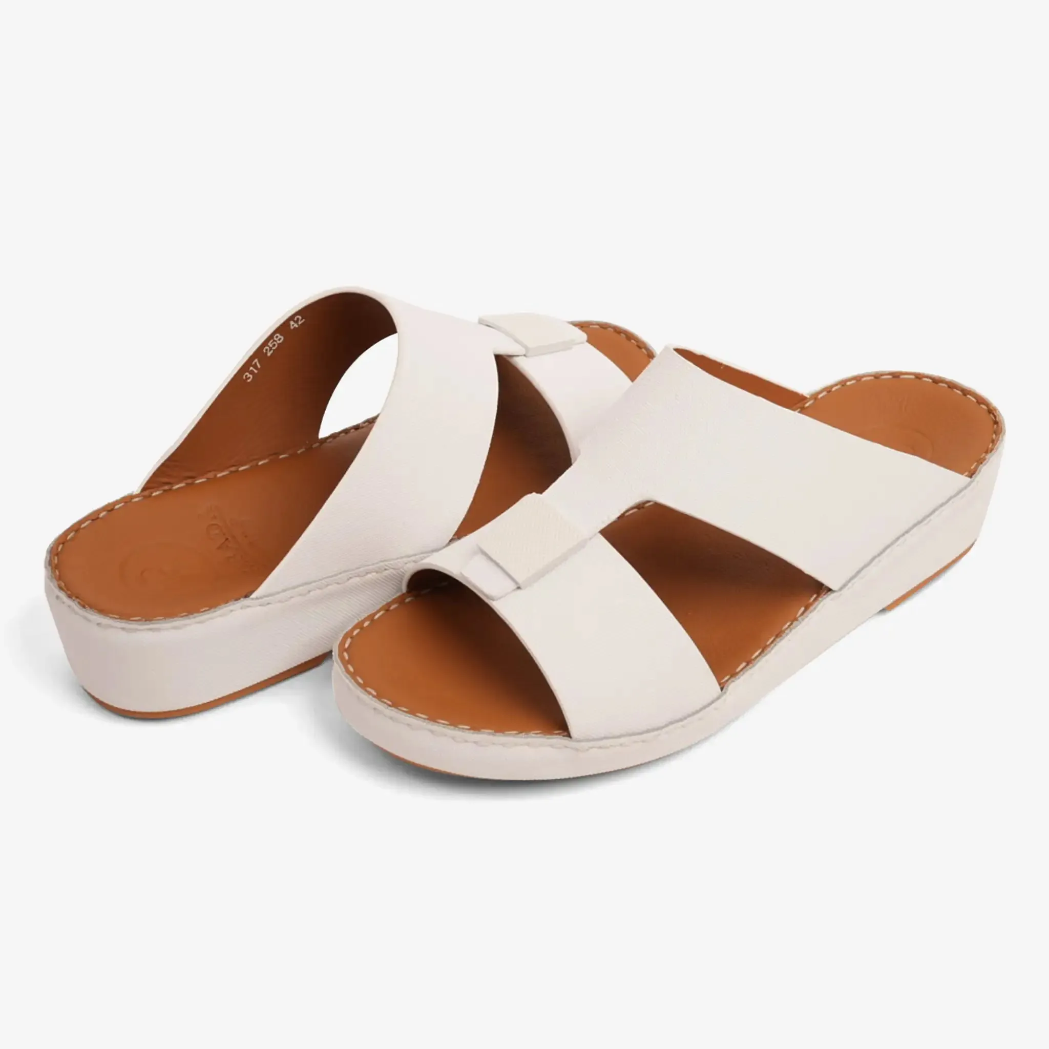 FARADA CLASSIC LEATHER SANDALS WITH TRADITIONAL DESIGN WHITE