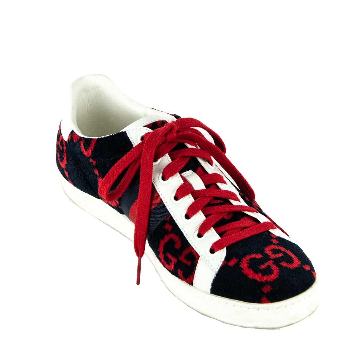 Gucci Navy & Red Velvet GG Ace Sneakers Size US 9 | EU 39