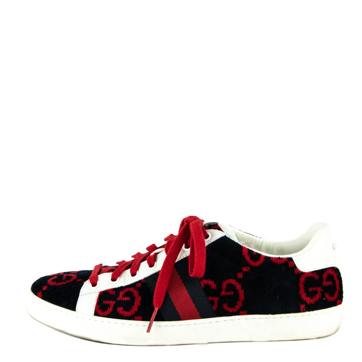 Gucci Navy & Red Velvet GG Ace Sneakers Size US 9 | EU 39