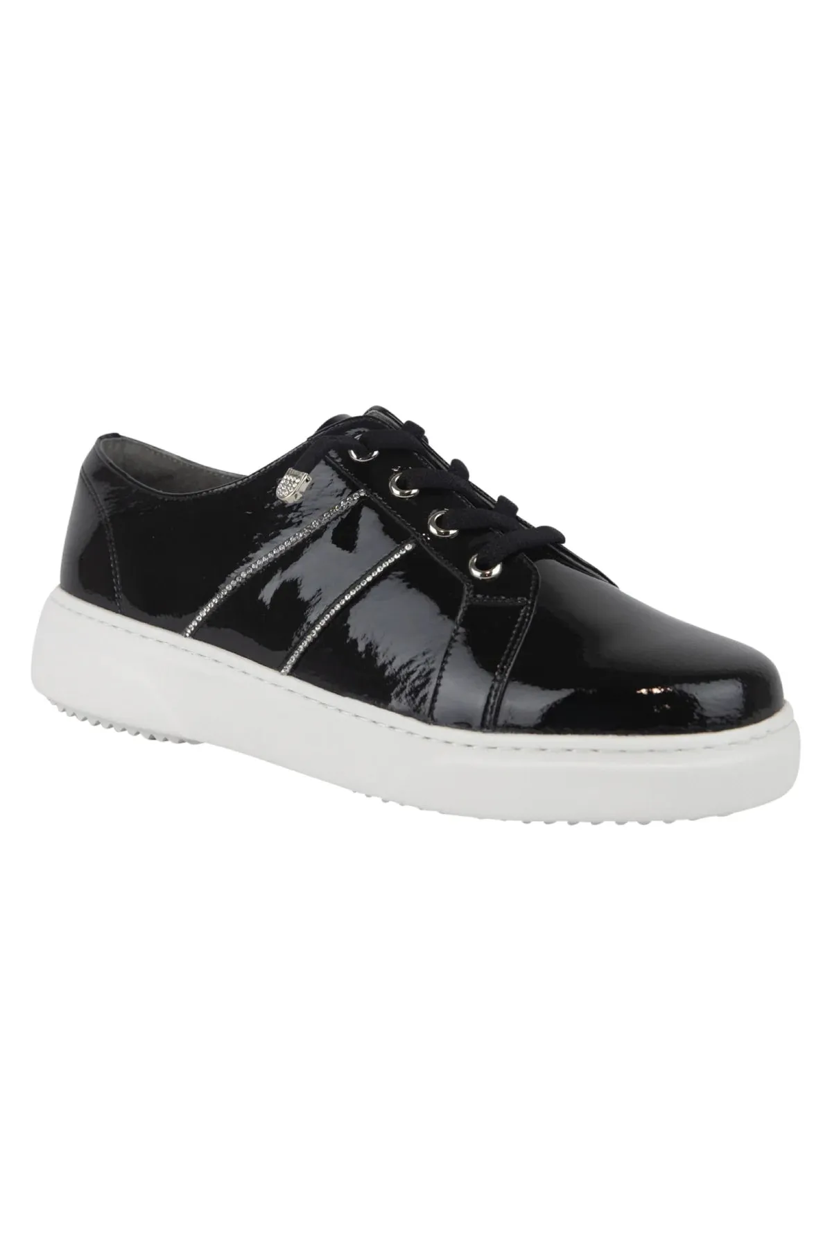 Hinako Diamond Sneaker Patent Black