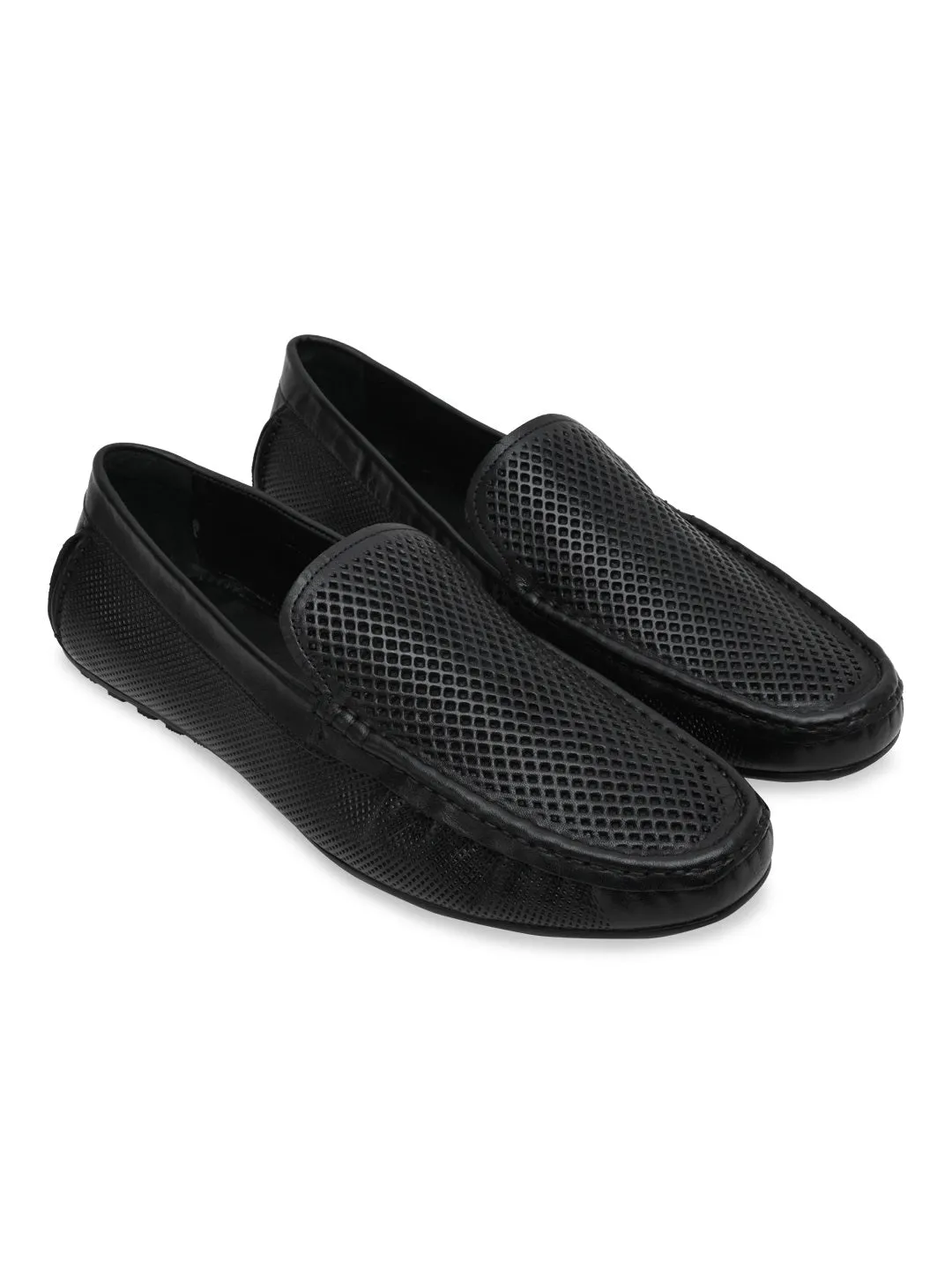 Imperio By Regal Mens Casual Leather Laser Cut Loafers