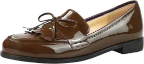 LEMUTISME Women's Trendy Patent Leather Comfort Casual Closed Round Toe Slip On Bow-Knot Dress Flat Loafers Pump Shoes with Tassal Brown Size 12 LEMUTISME Women's Trendy Patent Leather Comfort Casual Closed Round Toe Slip On Bow-Knot Dress Flat Loafers Pump Shoes with Tassal Brown Size 12